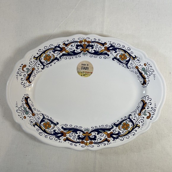NOVA DERUTA OVAL PLATES MADE IN ITALY 13.25" X 9.5" HAND PAINTED BRAND NEW - Picture 1 of 3